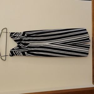 H&M Strapless Black & White Striped Jumpsuit Size 14
